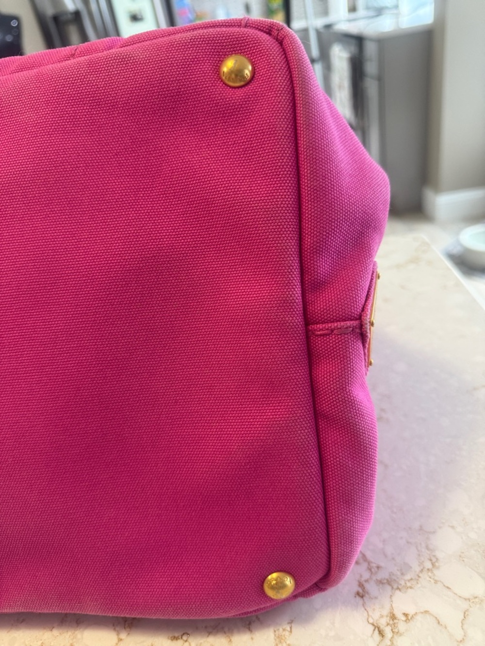 Prada Hot Pink Canvas Tote with Milano Logo - Picture 3 of 5